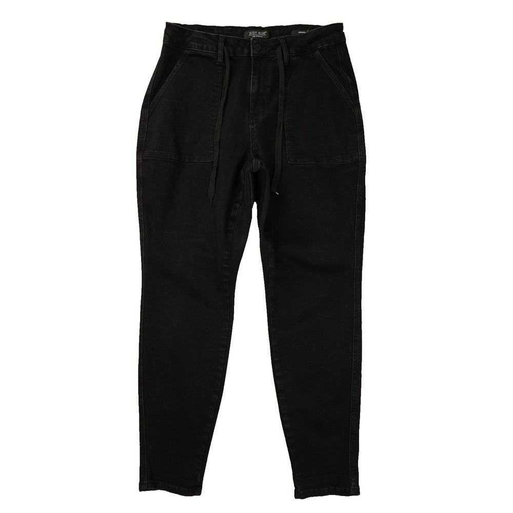 Judy Blue Womens 14W Black High Rise Denim Jogger Drawstrings‎ Stretch Jeans
